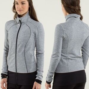 Lululemon Nice Asana Jacket  Heathered Herringbone Black White Size 10
